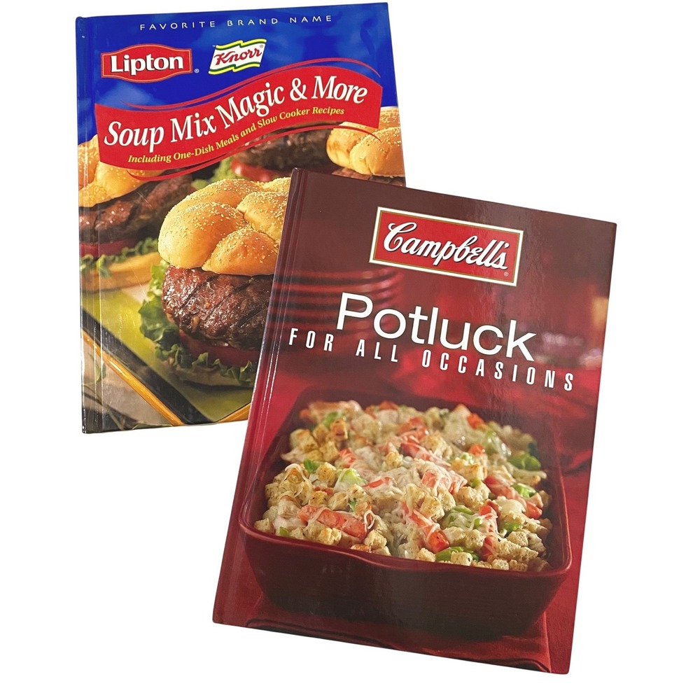 Favorite Brand Name‎ Cookbook Hardcover Lot of 2 Campbell's Potluck Lipton Knorr